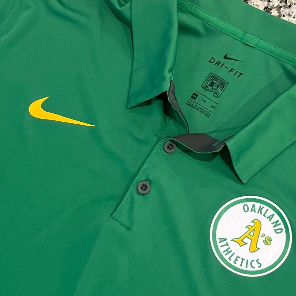 Nike Polo Shirt Mens XXL Oakland Athletics A's Cooperstown Collection Dri-Fit
